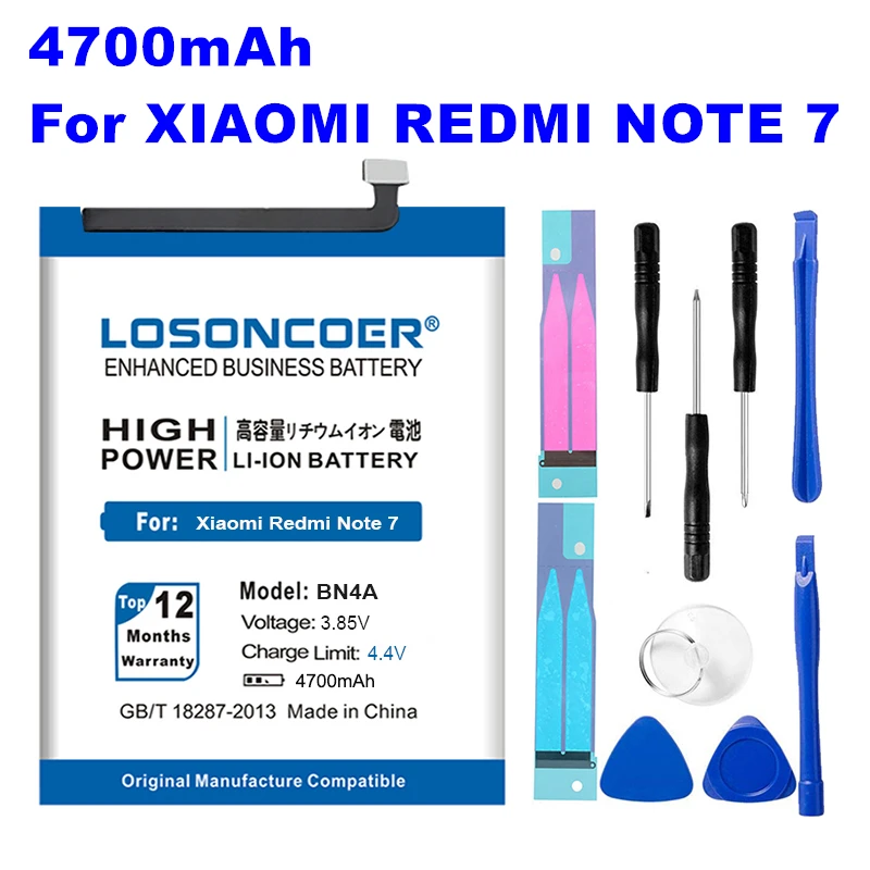 Аккумулятор LOSONCOER BN4A 4700 мАч для Xiaomi Redmi Note7 Note 7 M1901F7C аккумулятор телефона +