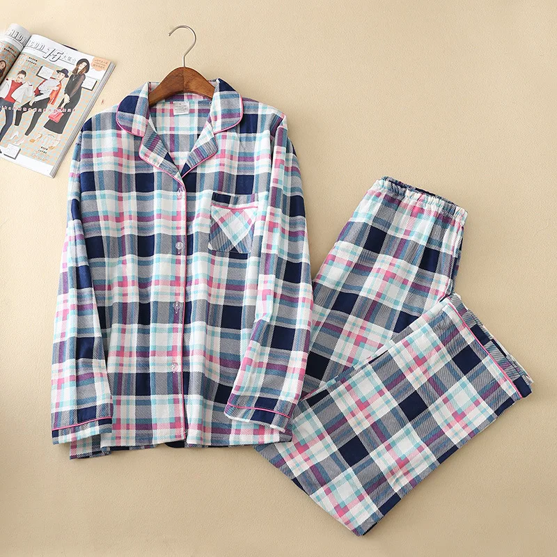 Женская Хлопковая пижама с мультяшным принтом на осень и зиму пижамный комплект