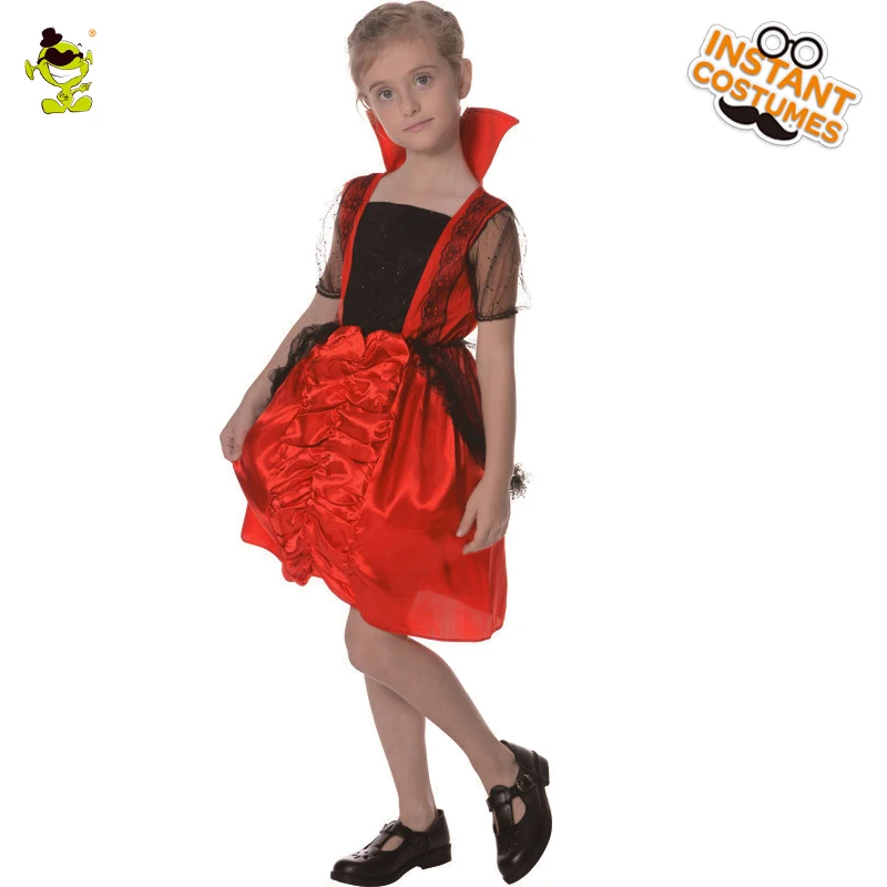 

Kids Vampire Costume Halloween Costume For Girls Performance Dancewear Long Dress Role Play Party Cosplay Carnival Costume