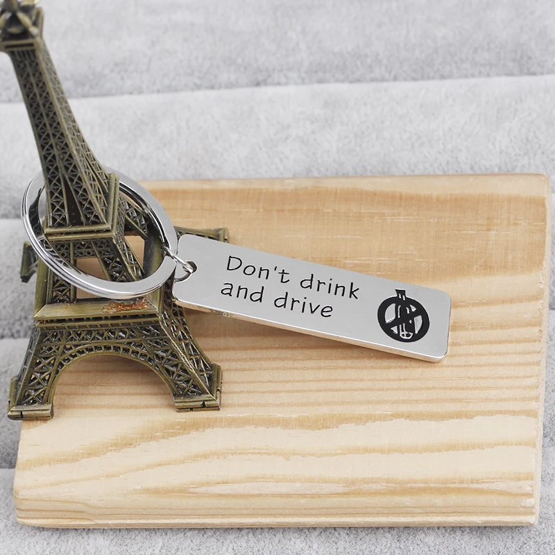 Don't Drink and Drive Key Chains Personalized Stamped Keyring Cyclist Funny Gift For New Driver Teen Boy/Girl Dog Tag Keychain |
