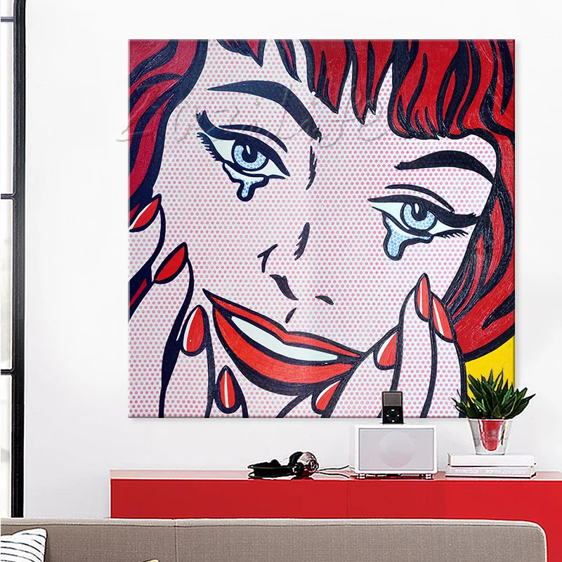 Beste Lichtenstein Pop Art Cartoon Olieverfschilderij Handgeschilderde Muur Foto Voor Woonkamer Andy Warhol Thuis Decor 1