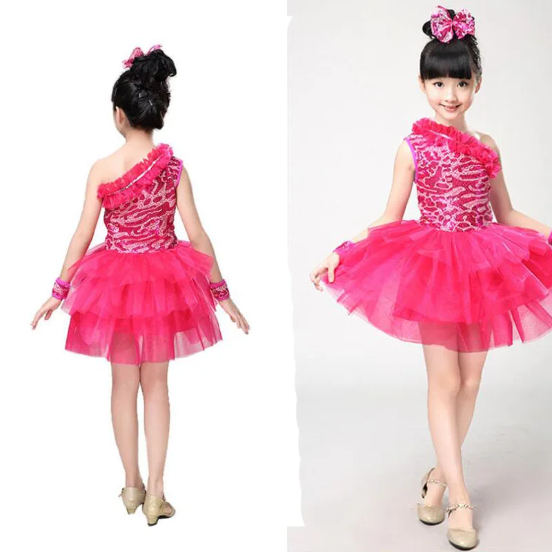 Детское платье для балета с синими блестками девочек джазовых танцев вечеринок