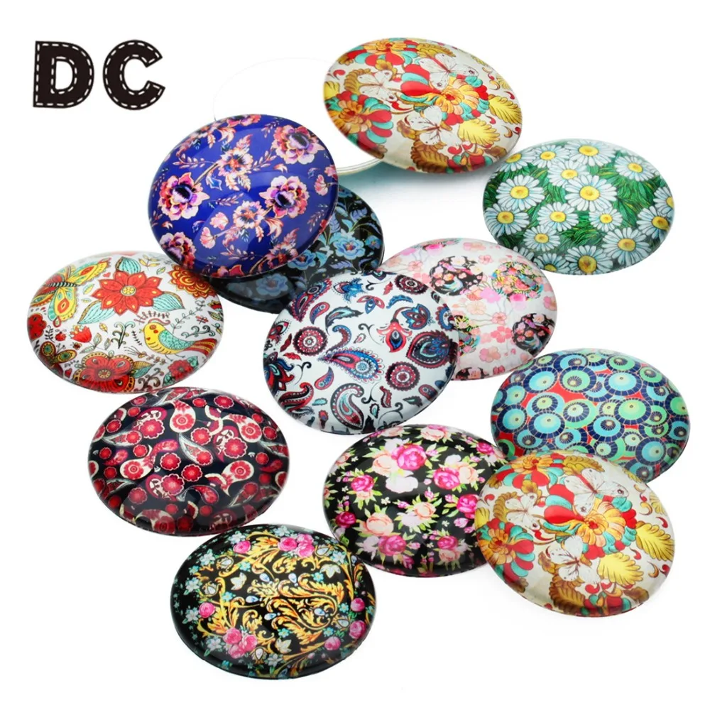 DC 20pcs/lot 10 12 14 20 25mm Round Flower Photo Glass Crystal Cabochon Dome Fit Women Bracelet Necklace DIY Jewelry Makings | Украшения и