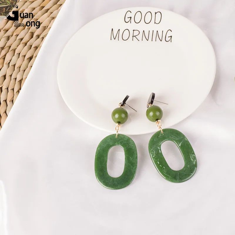 

Guanlong Classic Fashion Resin Long Big Drop Earrings for Women Geometric Round Acrylic Dangle Earrings Elegant Jewelry Brincos
