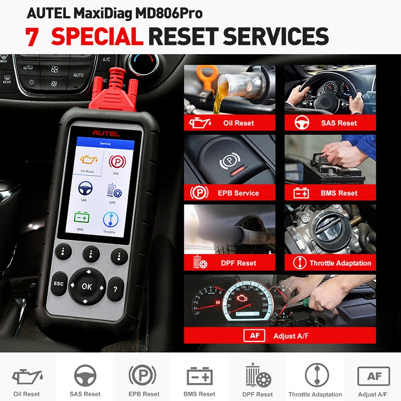 AUTEL MD806 Pro OBD2 Ручной Сканер Обновлен MD806/MD808 со всеми диагностиками системы 7 специальных функций диагностический поиск DTC