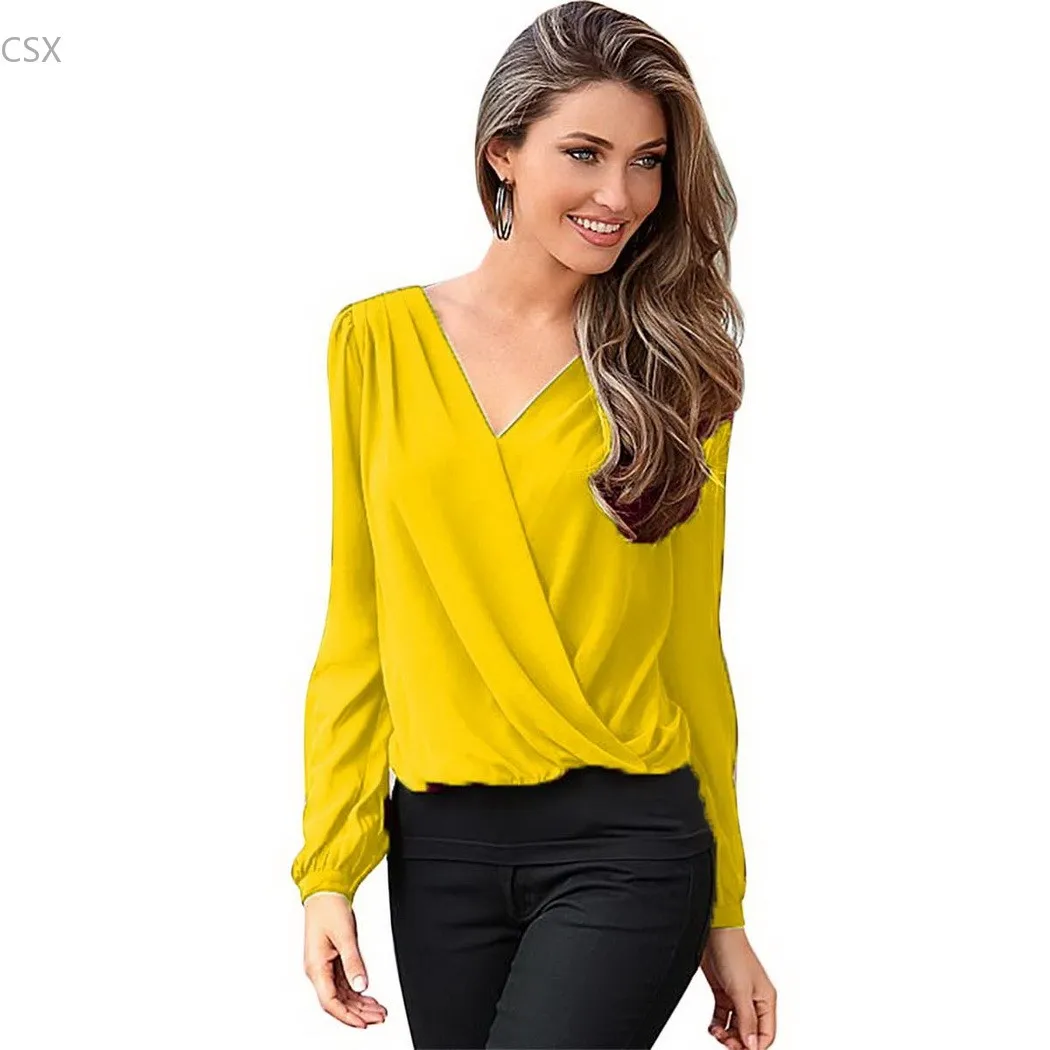 Женская шифоновая блузка с V образным вырезом и цветочным кружевом|shirt elegant|shirt