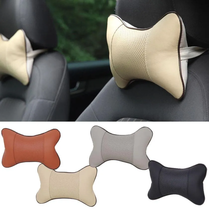 2019 Car-Styling 1PC Perforating Design Artificial Leather Hole-digging Car Headrest Supplies Neck Auto Safety Accessories | Автомобили и