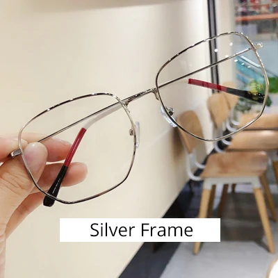Silver Frame Ralferty больших размеров, очки с оправой Для женщин Для мужчин большой Золотые оправы для очков, оптический по рецепту очки окуляры очки de grau M1903 - Цвет оправы: Silver Frame