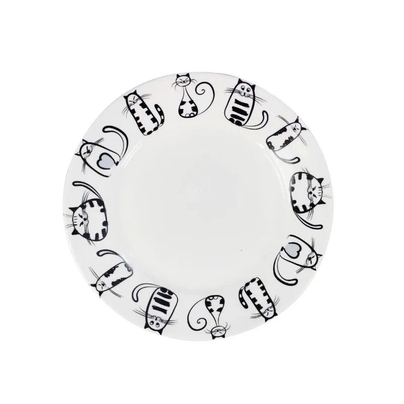 Plate Новинка милый керамический кот тарелка кружка маленький уникальный ужин кофейная чашка блюдо десертная тарелка столовой посуды поднос кухня - Цвет: Plate