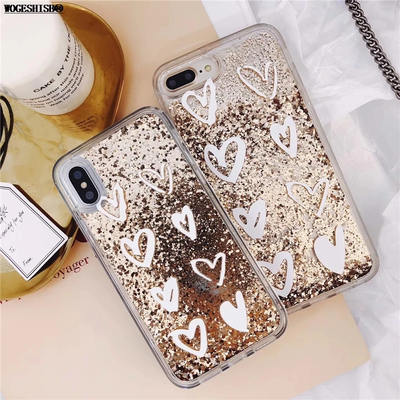 Абстрактный сердце динамическая жидкость чехол для телефона iPhone 6 6s 7 8 plus X XR Xs 11 12