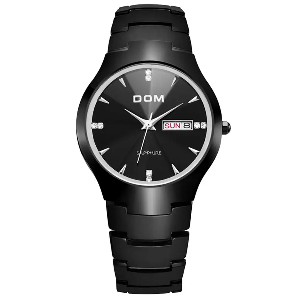 sapphire698BK-1M2S Часы для мужчин DOM бренд класса люкс наручные часы Неделя дисплей Водонепроницаемый Календарь Бизнес кварцевые мужские часы мальчик друг подарок W-698-1M2 - Цвет: sapphire698BK-1M2S