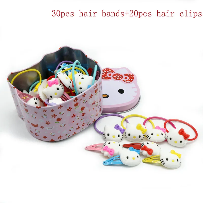 D series 50 шт. ленты банты заколки Изысканная заколка для волос с коробкой hello kitty заколки для волос аксессуары для волос для девочек - Цвет: D series
