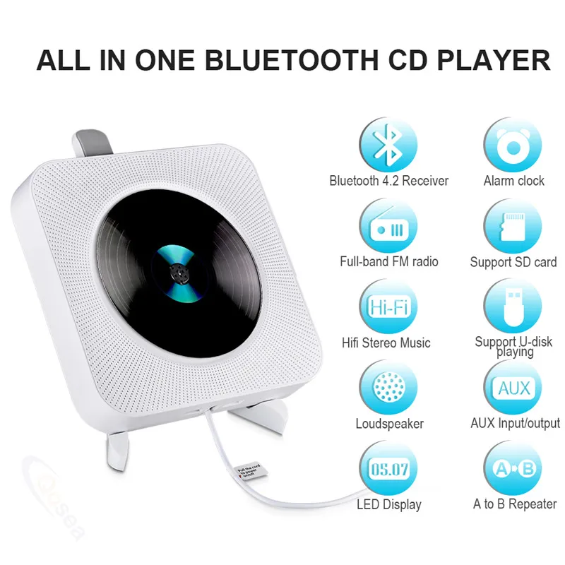 Портативный CD-плеер Bluetooth настенный CD-плеер Walkman ЖК-дисплей домашний аудио магнитофон с пультом дистанционного управления fm-радио музыка