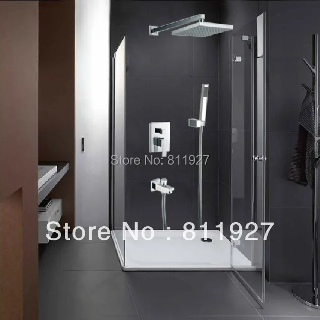 Медь латунь ванная квадрат дождь комплект для душа миксер кран затычка chuveiro torneira