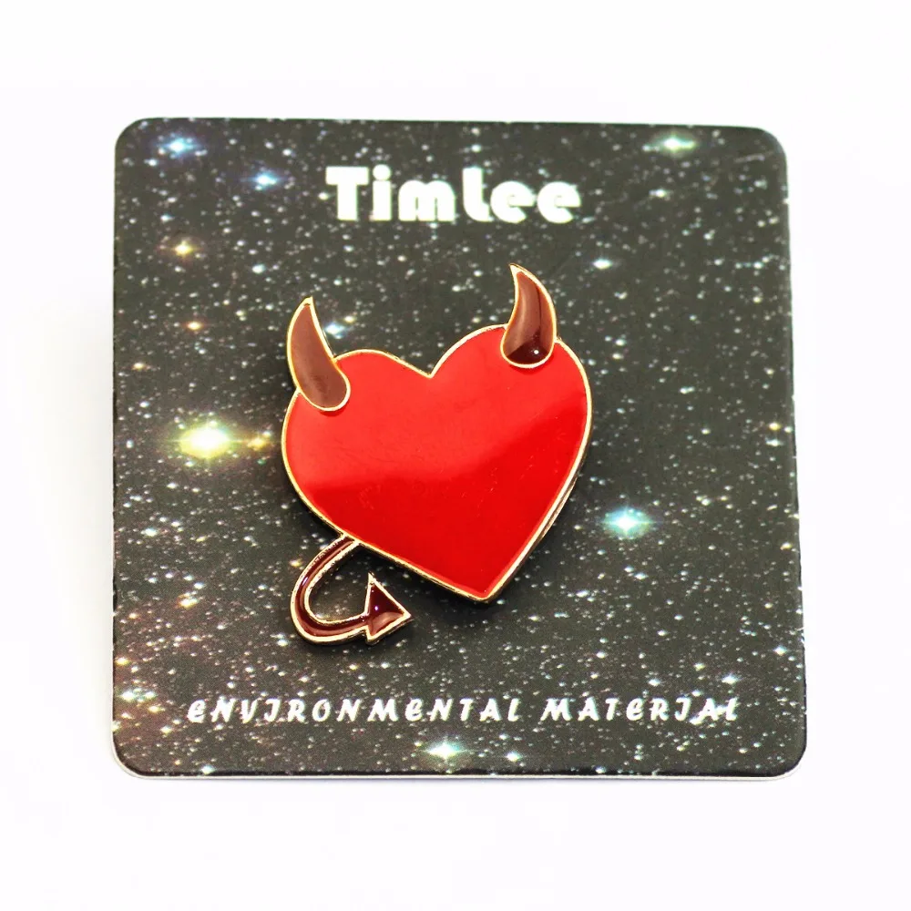 Timlee X204 металлическая брошь с рисунком дьявола красного сердца глаз булавки