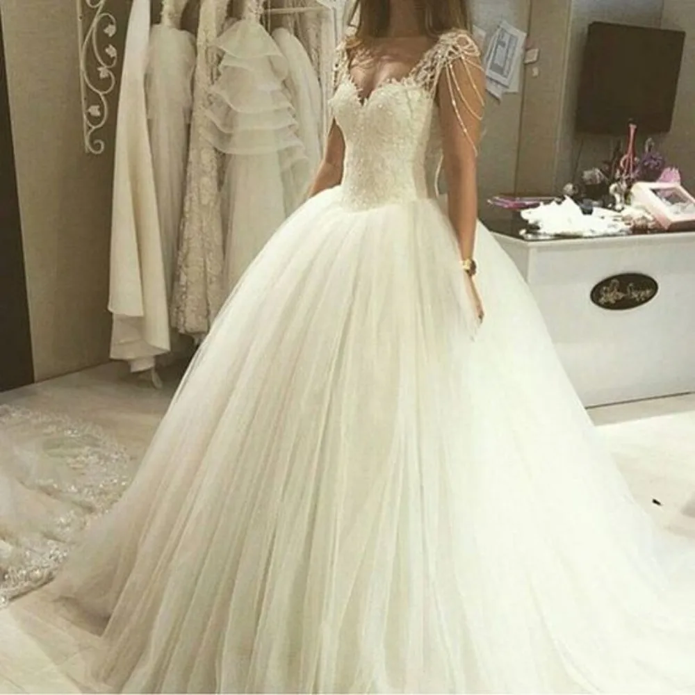 

Vestidos De Novia Beading Straps Cap Sleeve Lace Appliques Ball Gown Sweetheart Wedding Dress Wedding Dress