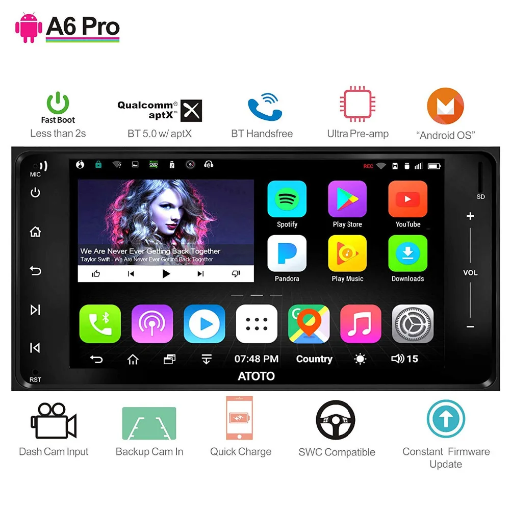 ATOTO A6 Android автомобильный GPS стерео плеер для выбора Toyota/2x Bluetooth и aptX/A6YTY721PR/WiFi 2 4G