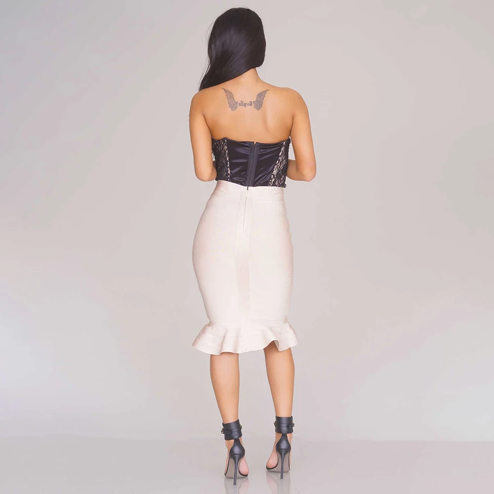 red new fashion high waist mermaid trumpet elastic knitted sexy women peplum pencil knee length bandage bodycon skirt