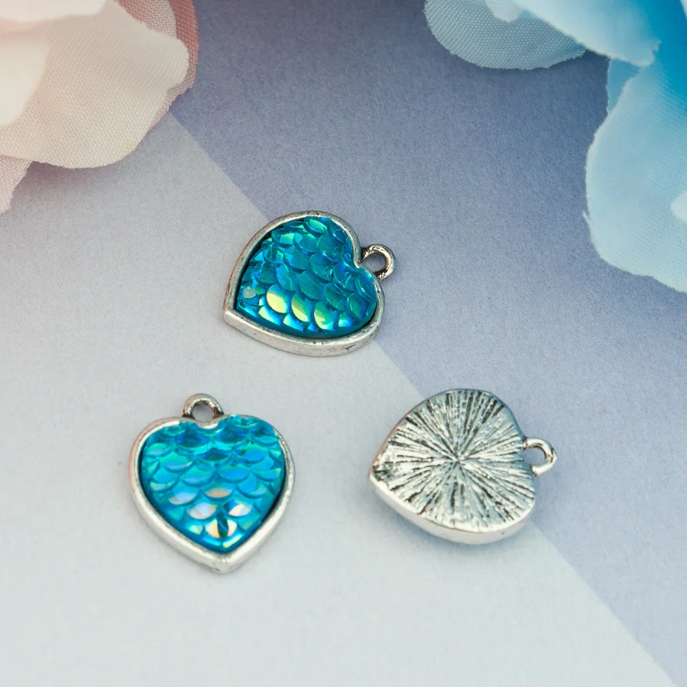 DoreenBeads Drusy Ювелирные изделия сердечко серебряного цвета Подвески многоцветные