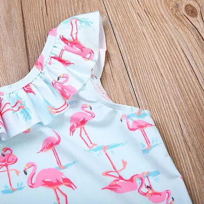 Lovely Toddler Kids Baby Girls Flamingo Ruffles One Piece Swimsuit Swimwear Summer Beach Biquini Bathing Suit Bikini Beachwear | Спорт и