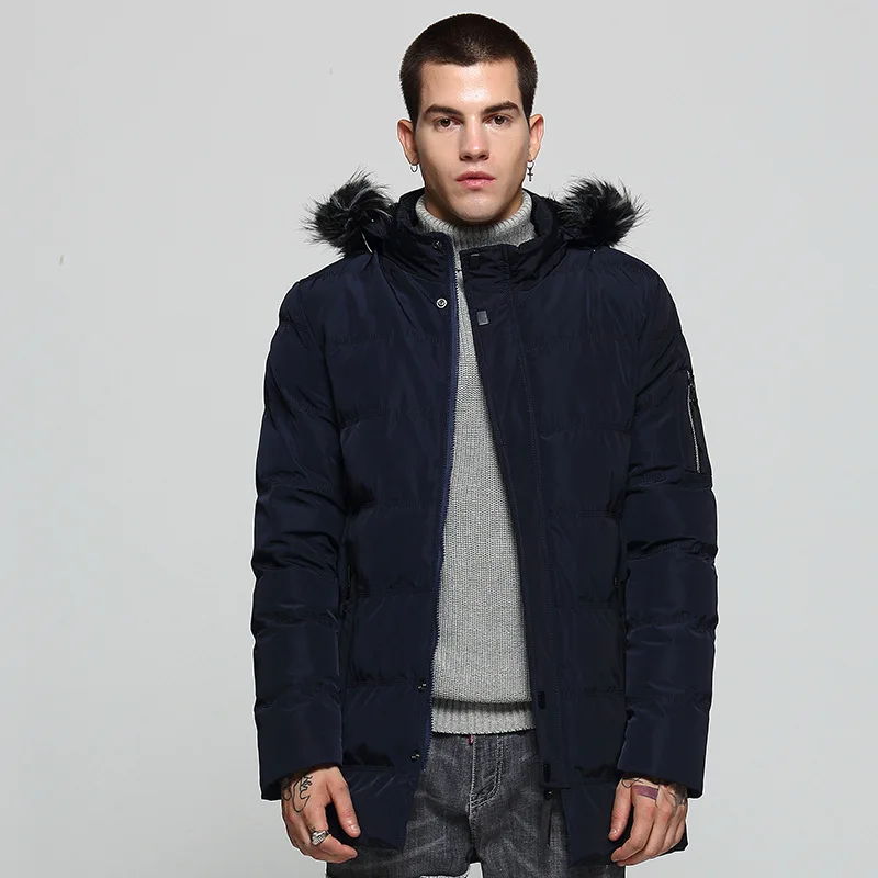 

2018 New Brand Winter Medium-Long Jacket Men Thicken Warm Men's Parkas Hooded Fleece Mens Jackets Outwear Jaqueta Masculina