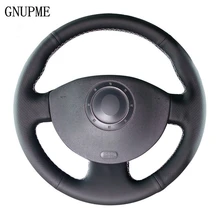 Black Artificial Leather Hand-stitched Car Steering Wheel Cover for Renault Megane 2 2003-2008 Kangoo 2008 Scenic 2 2003-2009