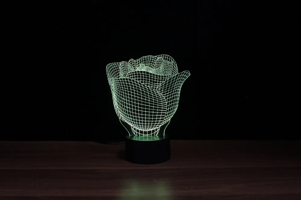 Светодиодная лампа с оптической иллюзией 3d в форме розы/настольная