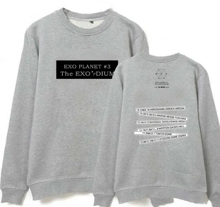 Spring autumn exo concert baekhyun chanyeol same printing o neck sweatshirt unisex kpop thin/fleece hoodies | Женская одежда