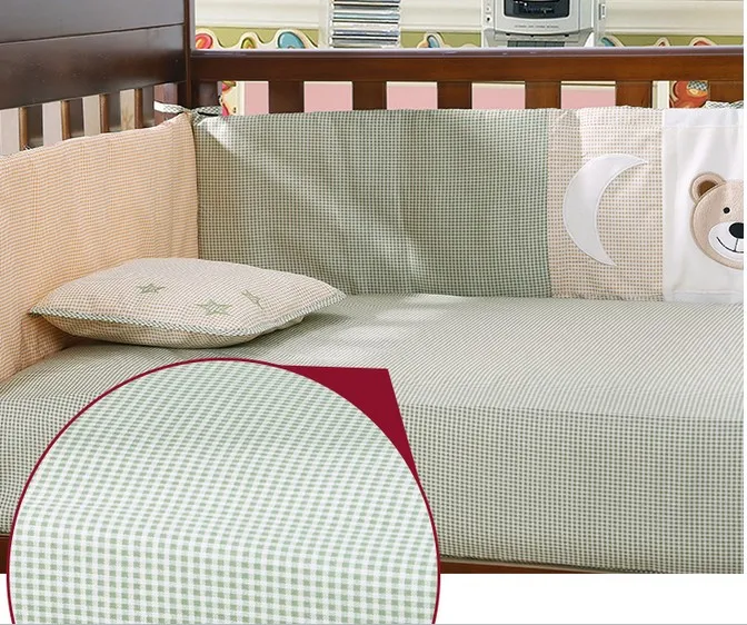 Комплект вышивка детское постельное белье из 4 предметов для новорожденных