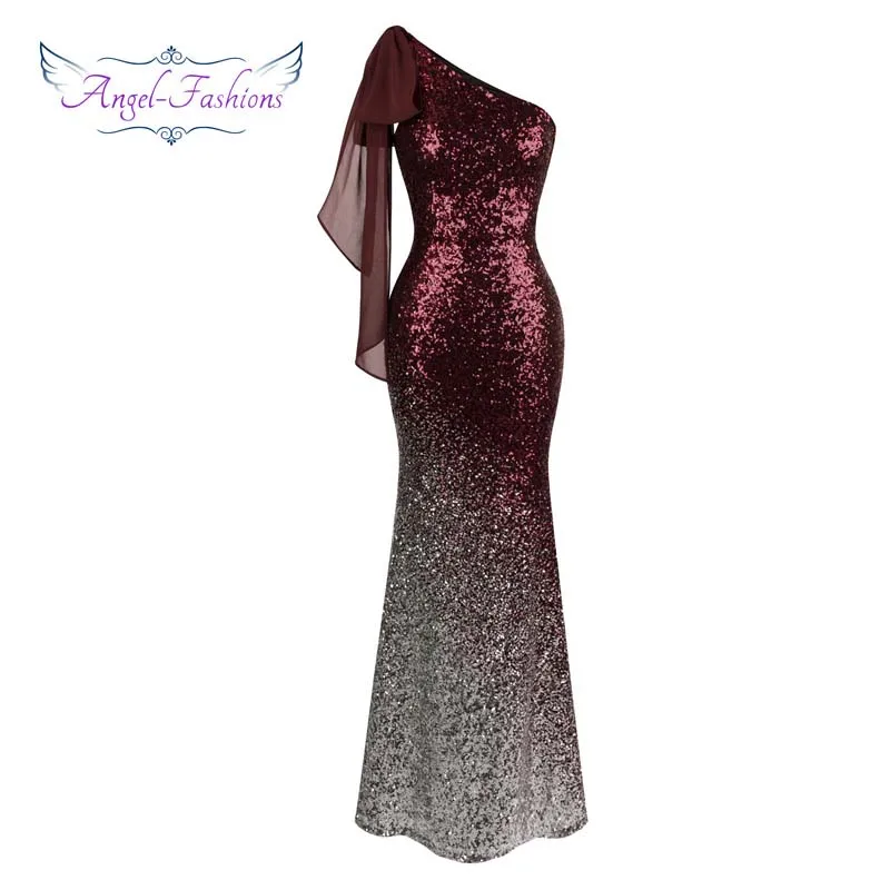 Wine Red Angel-Fashion Формальные платья контрастные цвета градиент блесток Русалка Вечерние платья 286 - Цвет: Wine Red