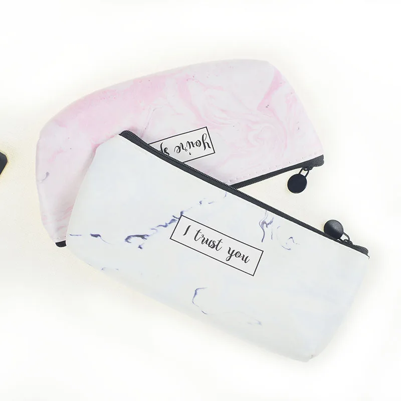 1 шт. пенал с мраморным узором вместительный чехол из искусственной кожи школьный