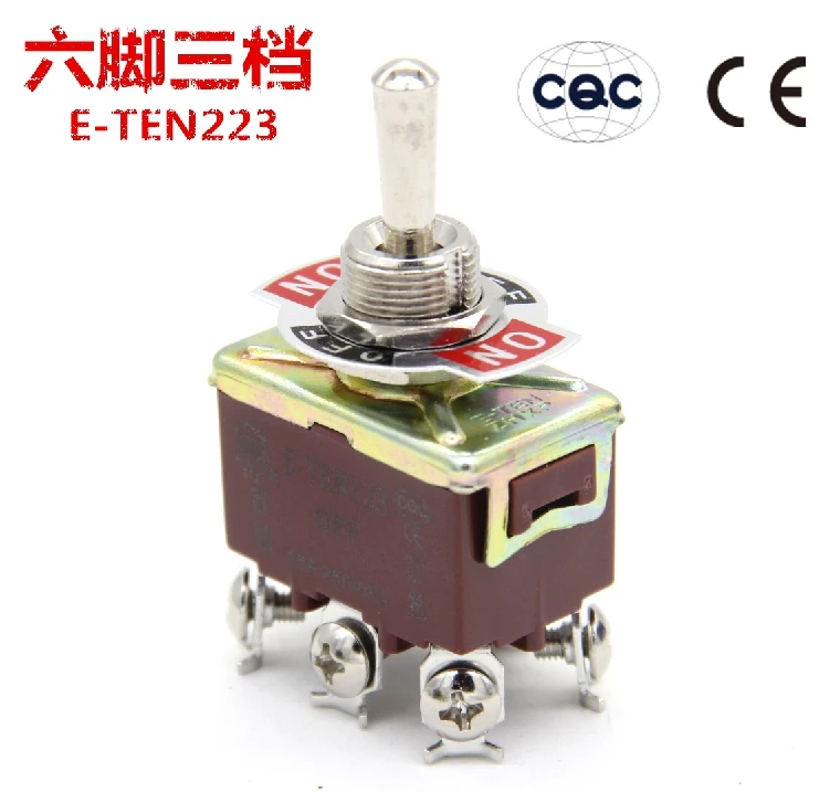 

TEN223 Momentary DPDT (ON)-OFF-(ON) 3 Position 6Pin Toggle Switch AC 250V 15A E-TEN223