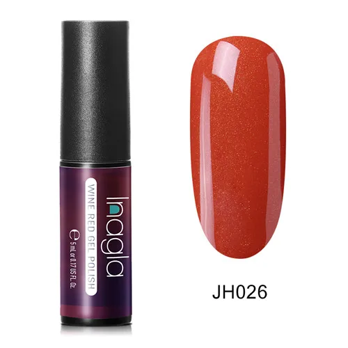 JH026 Inagla, цвет красного вина, Гель-лак для ногтей, 36 цветов, замачиваемый, УФ светодиодный Гель-лак, покрытие, цветной лак, долговечный гель, 5 мл, соска, эмалевый гель - Цвет: JH026