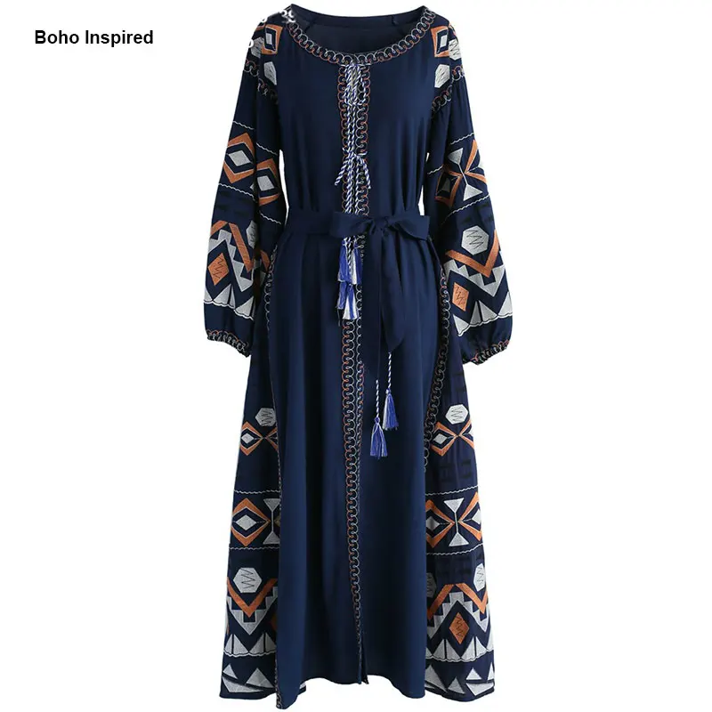Женское льняное платье макси с вышивкой и помпоном|womens clothing|dress linenmaxi dress |