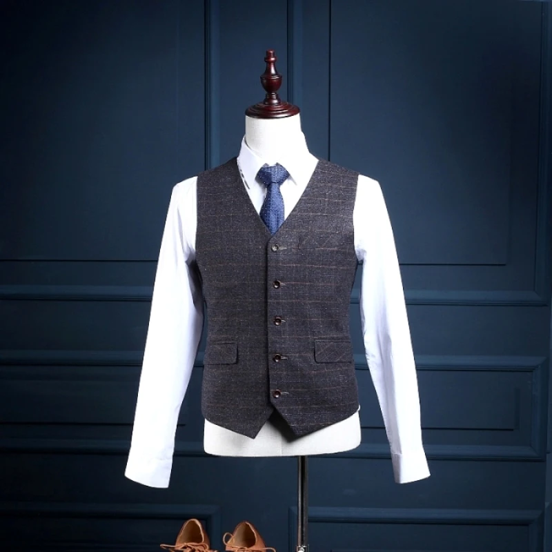 NA15 индивидуальный заказ 2 пуговицы Slim Fit формальный мужской костюм Деловая одежда мужской свадебный костюм(пальто+ брюки+ жилет) клетчатые костюмы для мужчин