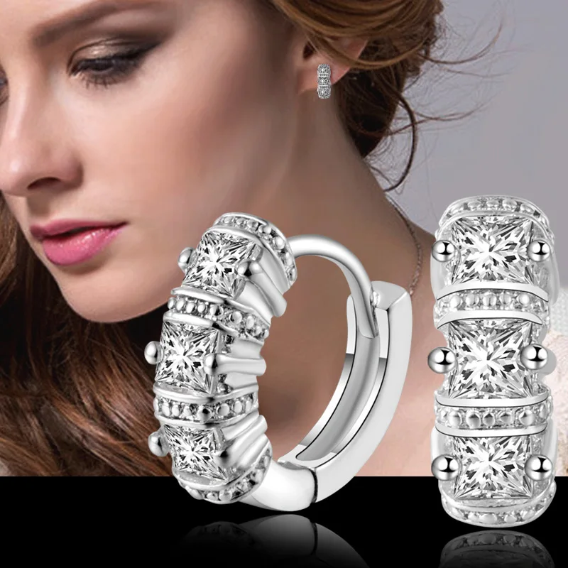 Женские серьги гвоздики из серебра 925 пробы с фианитами|earring studs earrings|fashion stud