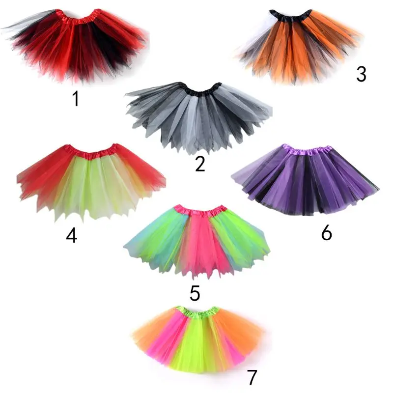 Для девочек для балета танцевальная мини юбка с острым пачка три слоя Радужное