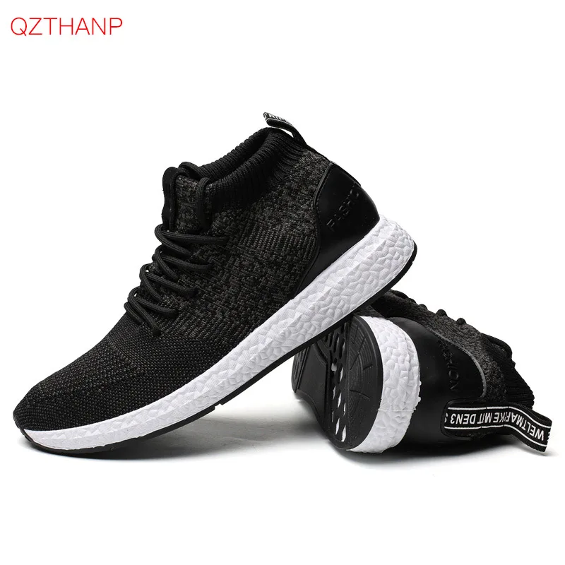 

High Top Sneakers Men Knit Upper Breathable Sock Shoes Casual Flats Soft Male Comfortable Outdoor Chaussures Hombre Dropshipping