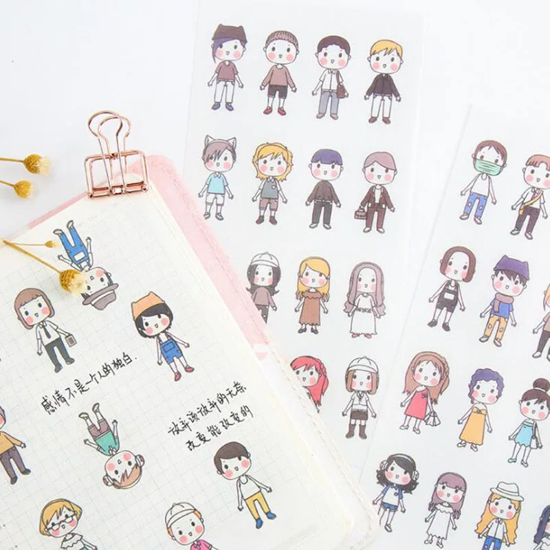 

6 штук/Одежда для мальчиков и девочек дети канцелярские товары ПВХ, прозрачные наклейки с персонажами из мультфильмов на открытом воздухе у...