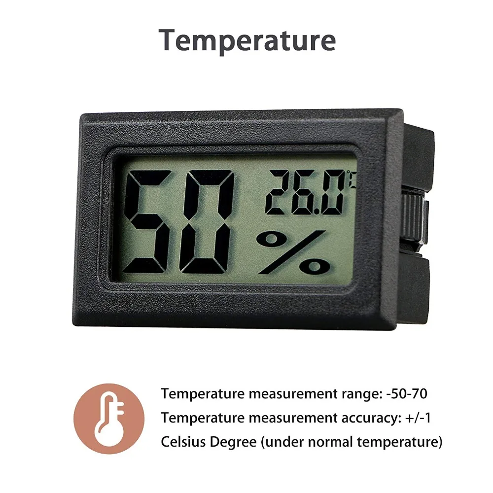 Мини черный цифровой термометр с ЖК экраном влажность для помещений
