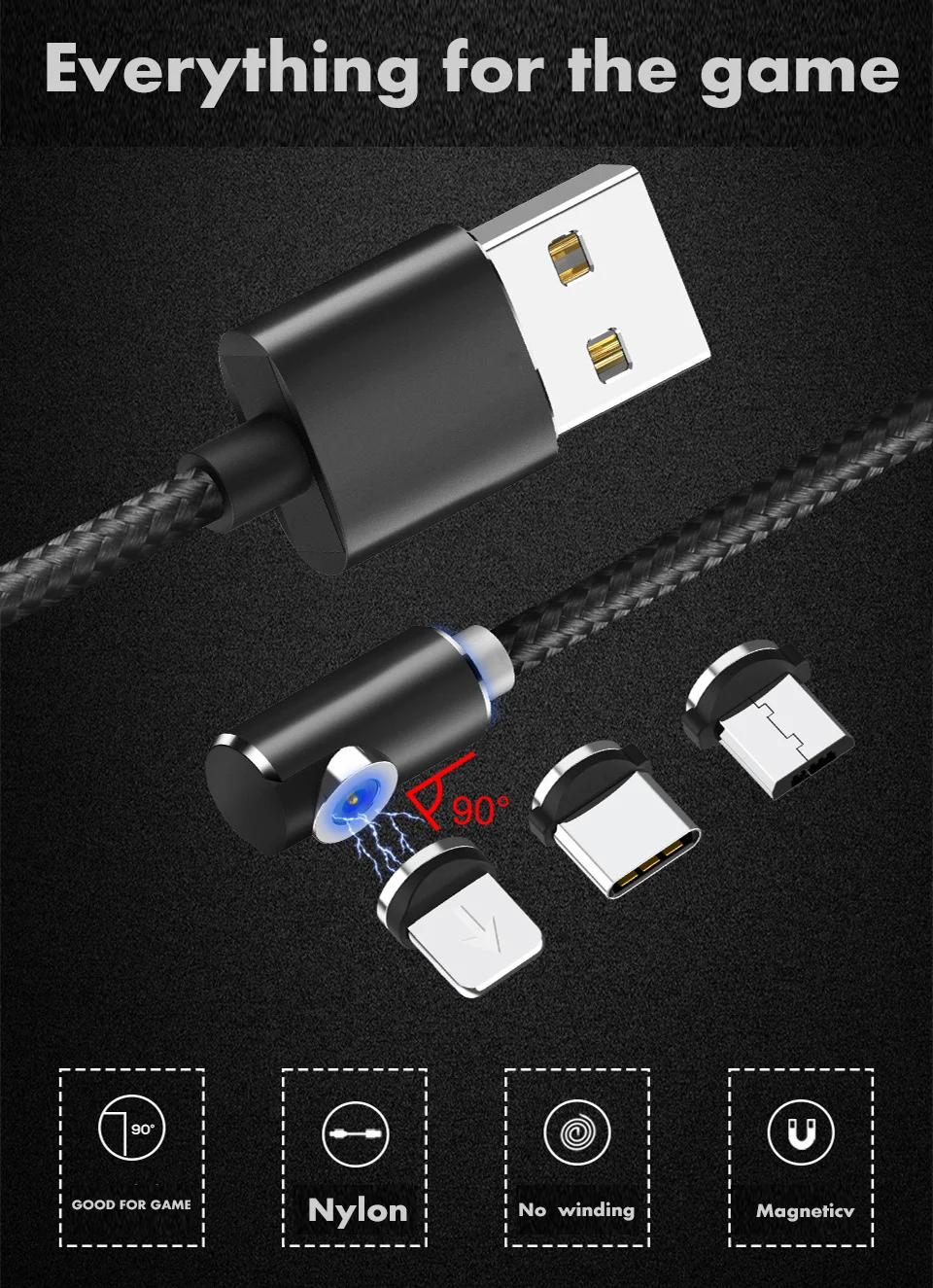 Магнитный Micro Usb кабель для зарядки 90 градусов угол Usb Type C кабель для быстрой зарядки для IPhone X Xr 8 7 6s Plus samsung