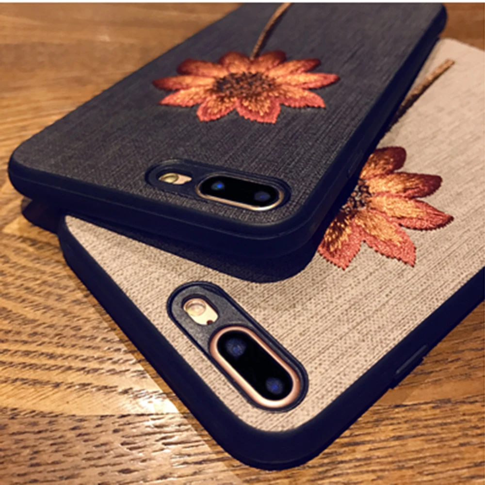 Case For Apple iPhone 7 6S 8 Plus 5 X 6 Floral Rose Pattern Embroidery Cover New Style All Inclusive Feel Comfortable Cute | Мобильные