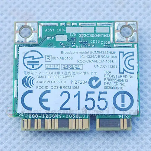 BCM94352HMB BCM94352 для Broadcom Dell DW1550 802.11ac 2 4G/5 0 ГГц Mini PCI-E 867 Мбит/с Wi-Fi BT Bluetooth 4 Беспроводная