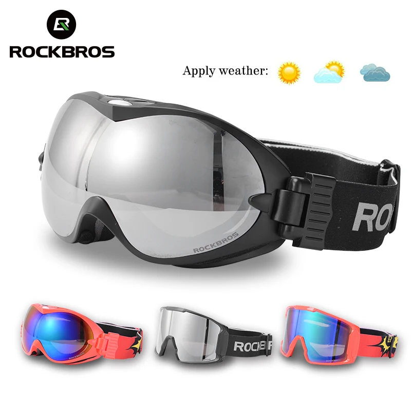 ROCKBROS зимние лыжные очки спортивные двухслойные для катания на лыжах UV400