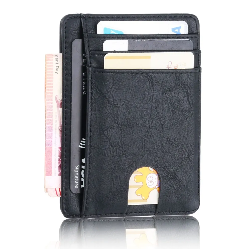 THINKTHENDO 슬림 RFID 차단 가죽 지갑 신용 ID 카드 홀더 지갑 남성 여성을위한 돈 케이스 2020 패션 가방 11.5x8x0.5cm