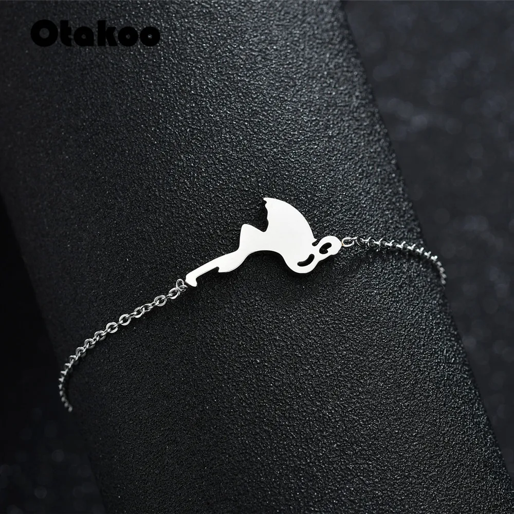 Otakoo Simple Jewelry Bird Flamingo Crane Bracelet For Women Stainless Steel Cute Animal Bracelets Drop Shipping | Украшения и