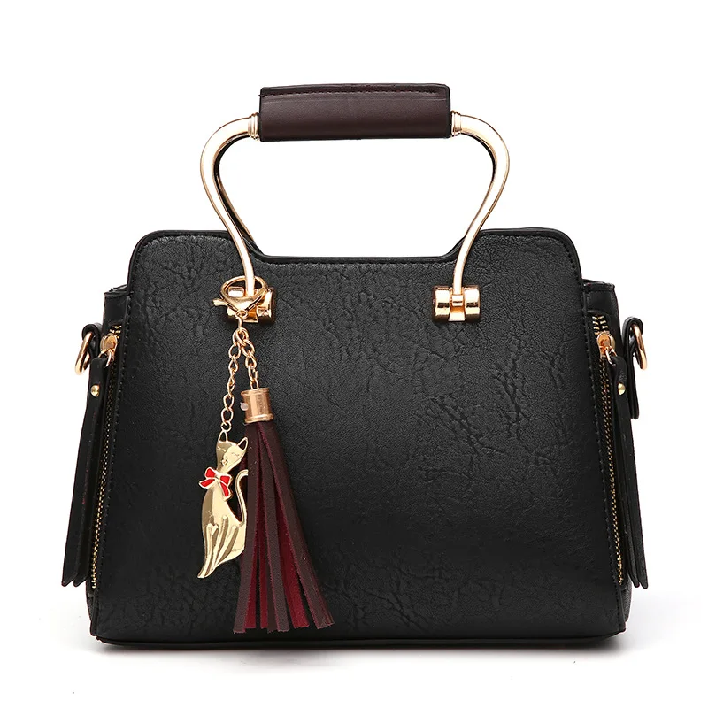 Women Vintage Leather Handbag Tassel Shoulder Bag Fashion Classic Purse Lady Bags Luxury Casual Tote Mochilas A013 | Багаж и сумки