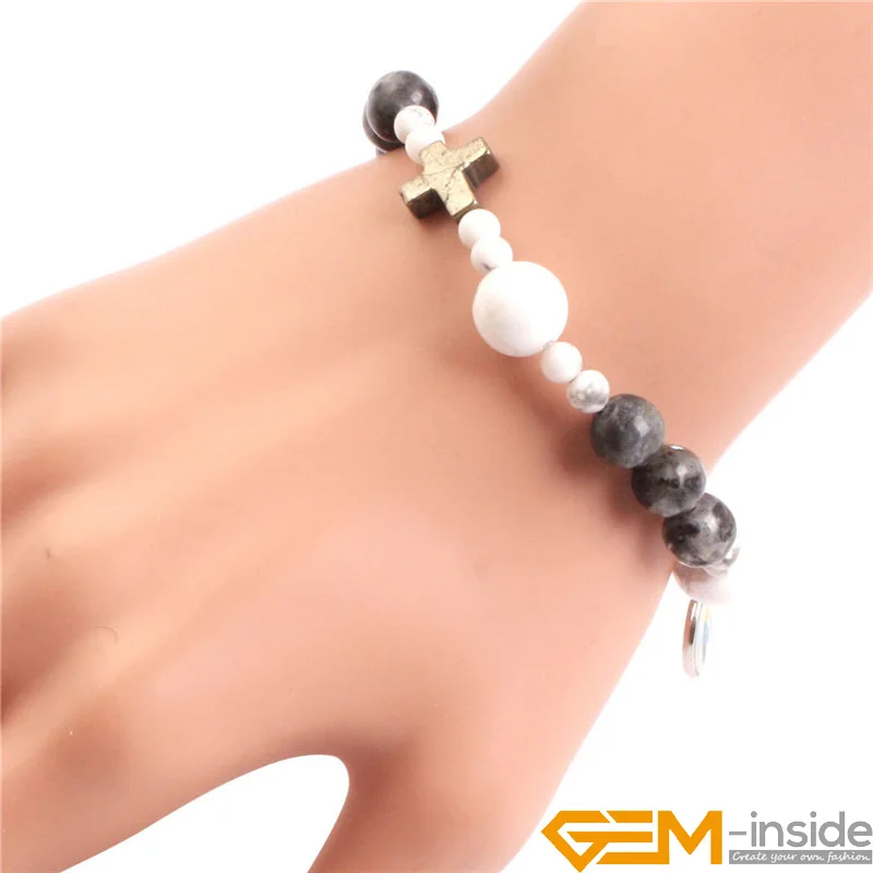 8 мм разные цвета каменные молитвенные бусины крест браслет мала англикан