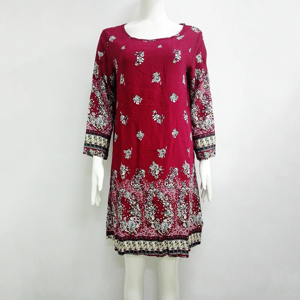 Для женщин летние богемные барокко мини платье с принтом 2019 халат Винтаж