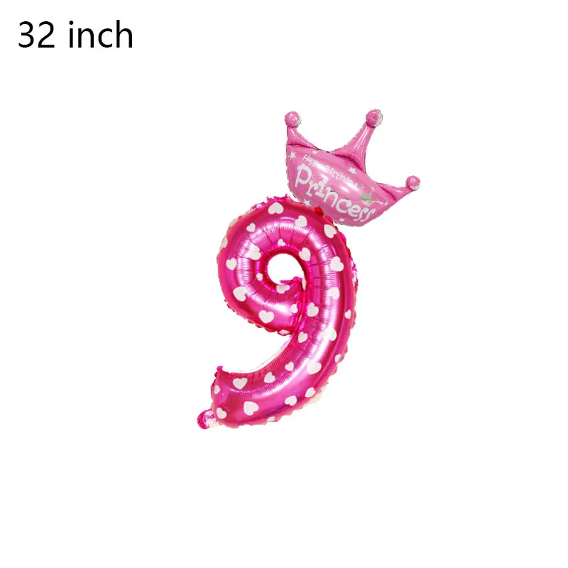 Pink 9 2шт 32 дюйма розовые/синие воздушные шары с числами Цифровой шар 0~ 9 дети один первый год мальчик девочка день рождения украшения Воздушные шары набор - Цвет: Pink 9